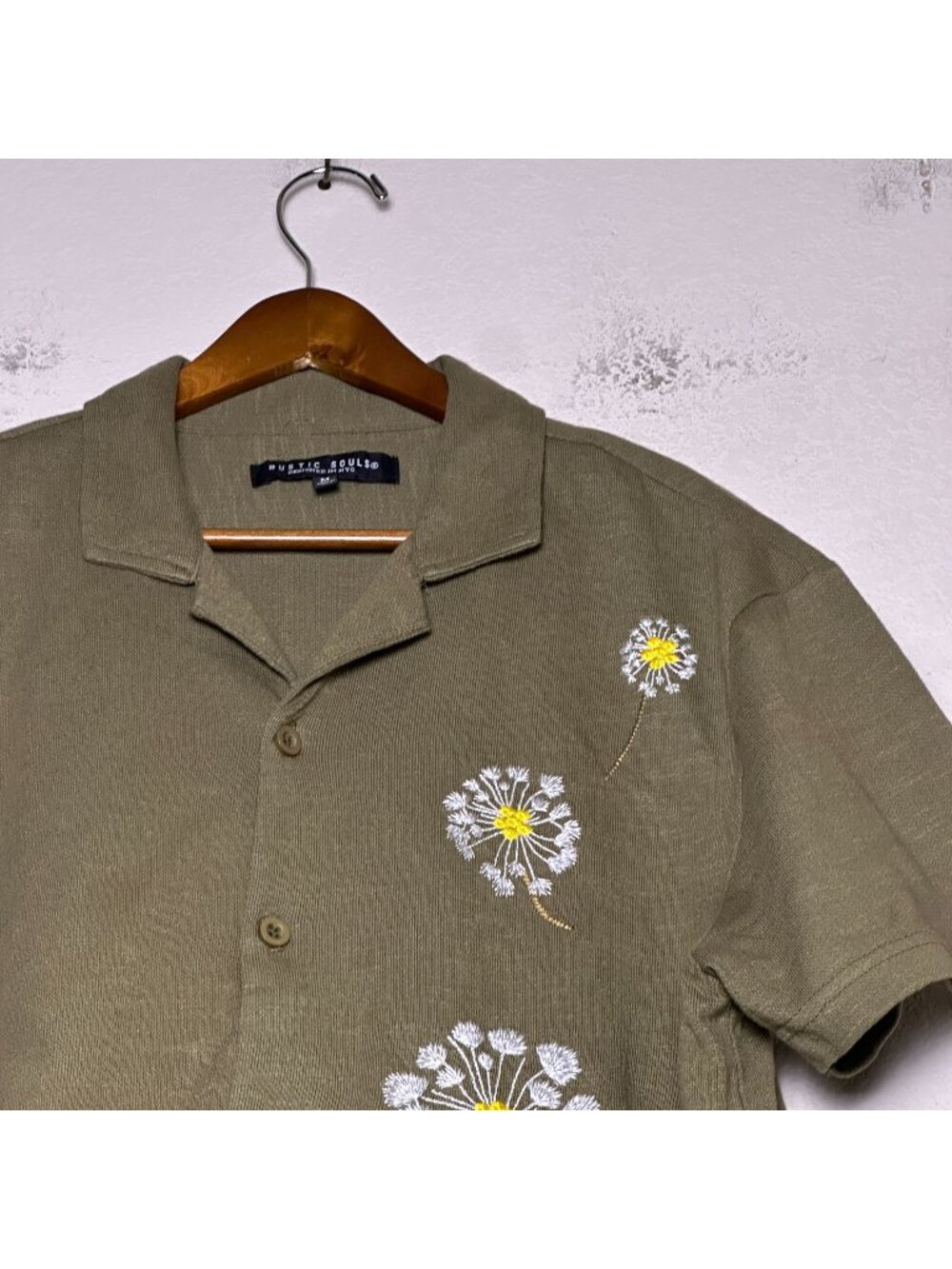 Rustic Souls Floral Flower Button Up Earthy Shirt Men M Summer Loose Fit Boho